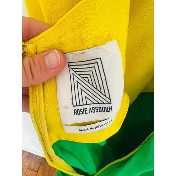 ROSIE ASSOULIN Women's Yellow Green Wrap Sarong Scoop Neck Beach Dress Size 6 - Picture 7 of 12